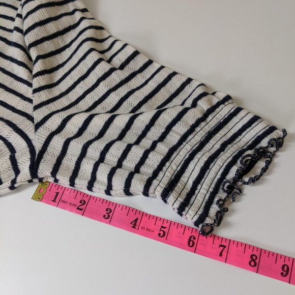 Lucky Brand White and Black Striped Stretch Blouse Size Large - Picture 8 of 10